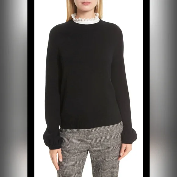 Joie Women's Affie Wool & Cashmere Lace Trim Layered Knit Sweater Size S - Picture 2 of 15